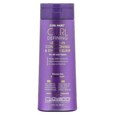 Giovanni, Curl Habit, Elixir Acondicionador y Estilizante sin Aclarado Definidor de Rizos, Apto para Todos los Tipos de Rizos, 8.5 fl oz (250 ml)