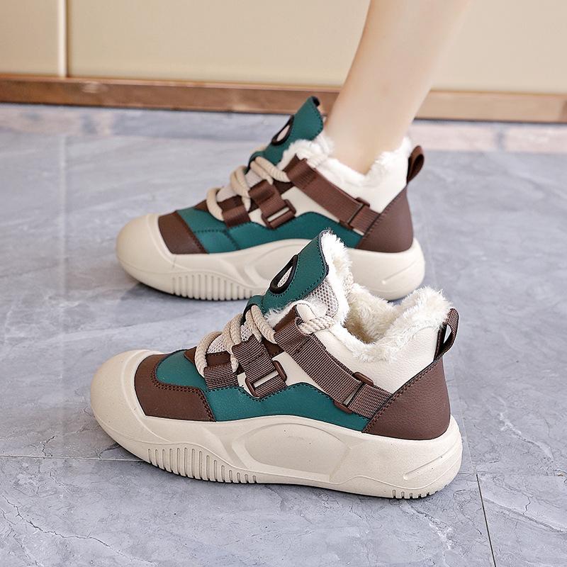 

Fleece thickened cotton shoes women s winter new high-top sports shoes board shoes little white shoes women B 40