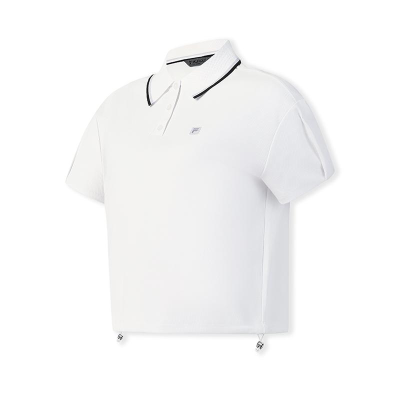 FILA Golf Series Moisture-Wicking Simple Short Sleeve Polo Shirt Women tops A11W625139F-WT