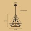 Retro Creative Rope Pendant Lamp, Diamond Shape Iron Cage Ceiling Light, Hemp Rope Chandelier for Dining Room Living