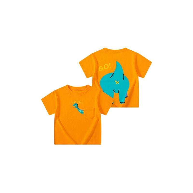 Children's Clothing Summer Kids Short Sleeve T-shirt Top Boys and Girls Half Sleeve Front and Rear Dinosaur Print Clothes Cotton Base Shirt