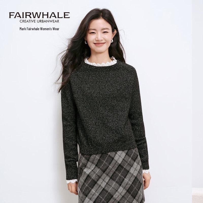 Mark Fairwhale Women's Lace Trim Long Sleeve Knit Top