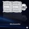 Rectangle Cut Moissanite Stud Earrings Square 14K White Gold Plated Earring