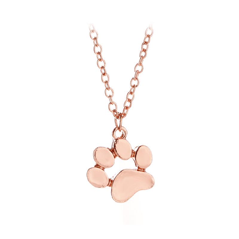 Charming Cat Paw Pendant Necklace - Adorable Alloy Footprint Design for Kids