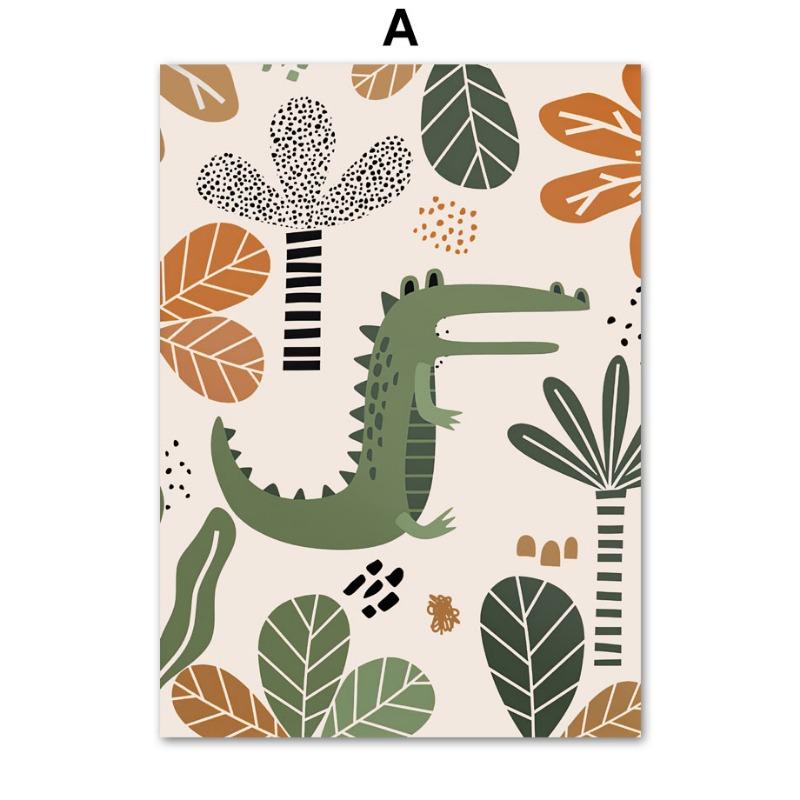 Lion Elephant Giraffe Tiger Dino Rainbow Nursery Wall Art Canvas Painting Nordic Posters And Prints Picture Baby Kids Room Decor