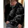 Spring and Autumn Round Neck 3D Animal Wolf Lion Pattern Printed Top Fashionable Casual Long Sleeved Men's T-shirts