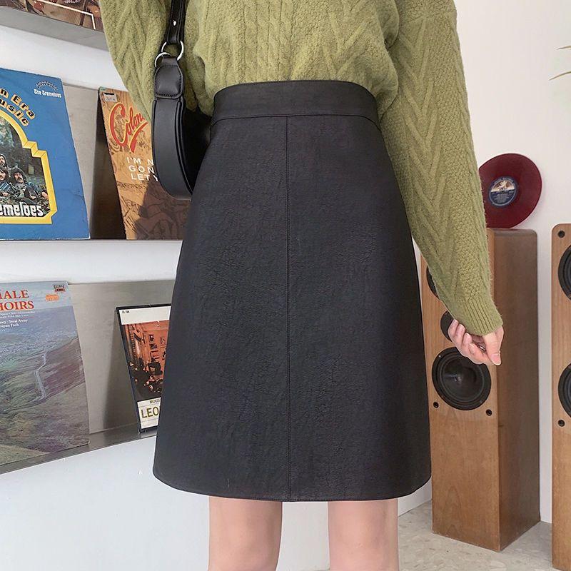Women High Waist Brown  Bodycon Skirt Midi Length Plus Size Slim  A Line Clothes