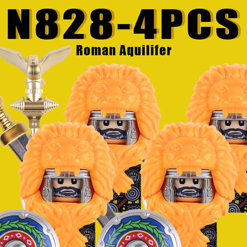 Medieval Military Rome Knights Building Blocks Castle Army Warrior Soldier Figures Crossbowman Shield Sword Legion Bricks Toys