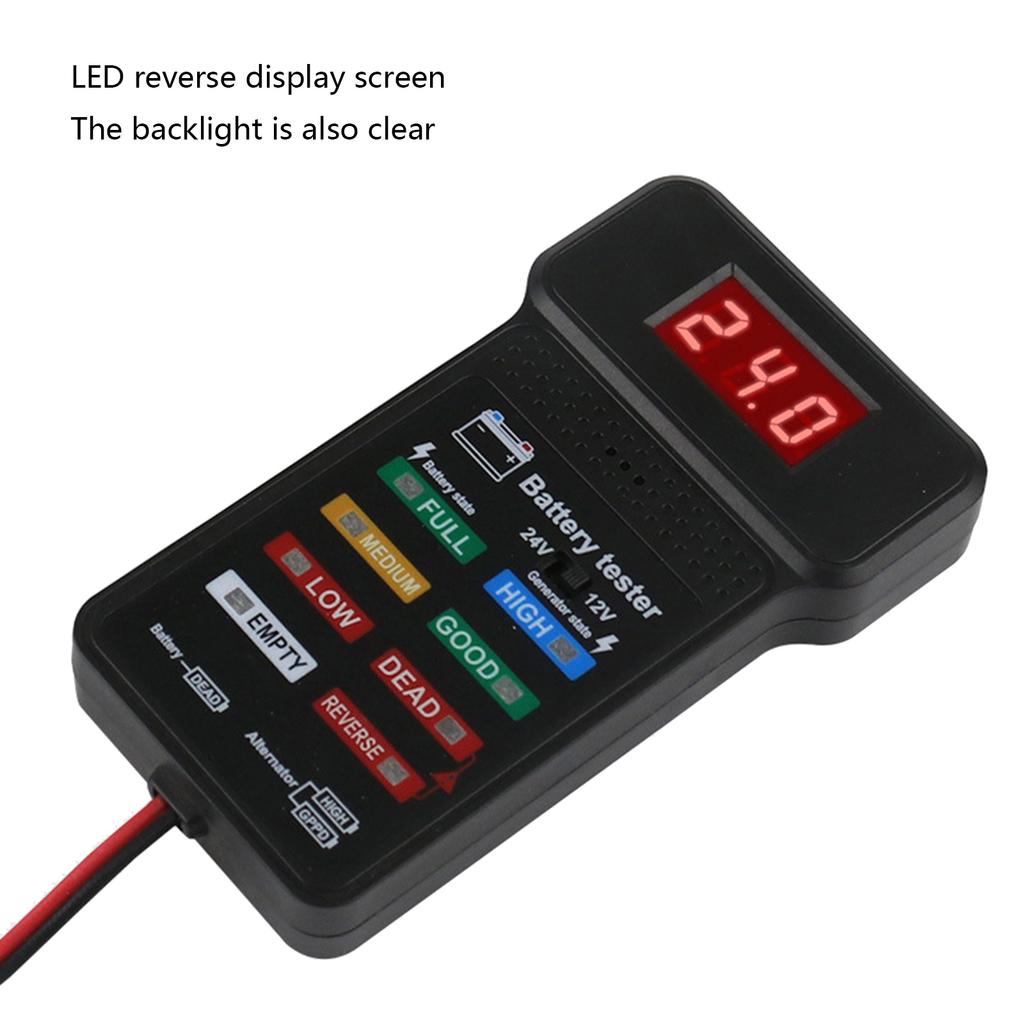 Präzisions-Batterietester für 12/24V-Fahrzeuge Einfach zu bedienendes Autobatterie-Diagnosetool mit Spannungs- und Kapazitätsanzeige