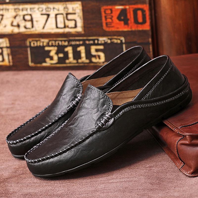

Мужские лоферы из натуральной кожи, осень 2025, большие размеры, британская мягкая подошва, повседневная обувь 43