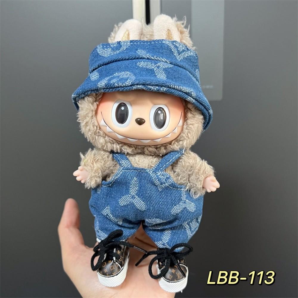 Cute Clothes for Labubu Doll Overalls Knitted Skirt Lace Trim Hats Casual Wear (not Labubu)