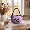 Portable Trick or Treat Bag Halloween Pumpkin Candy for Kids, Tote Kids with Handle, Reusable Snack Bucket Party Favors