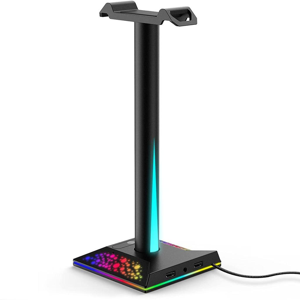 In Stock Lanxinda EB01 Gaming Headset Stand with RGB Lighting Dual USB 3.5mm Audio Interface ABS Material