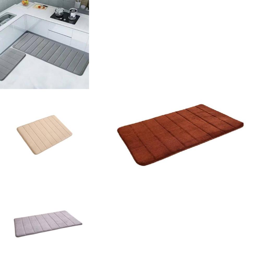 Kitchen Mat With Thick Coral Fleece And Memory Foam For Home Cooking Comfort