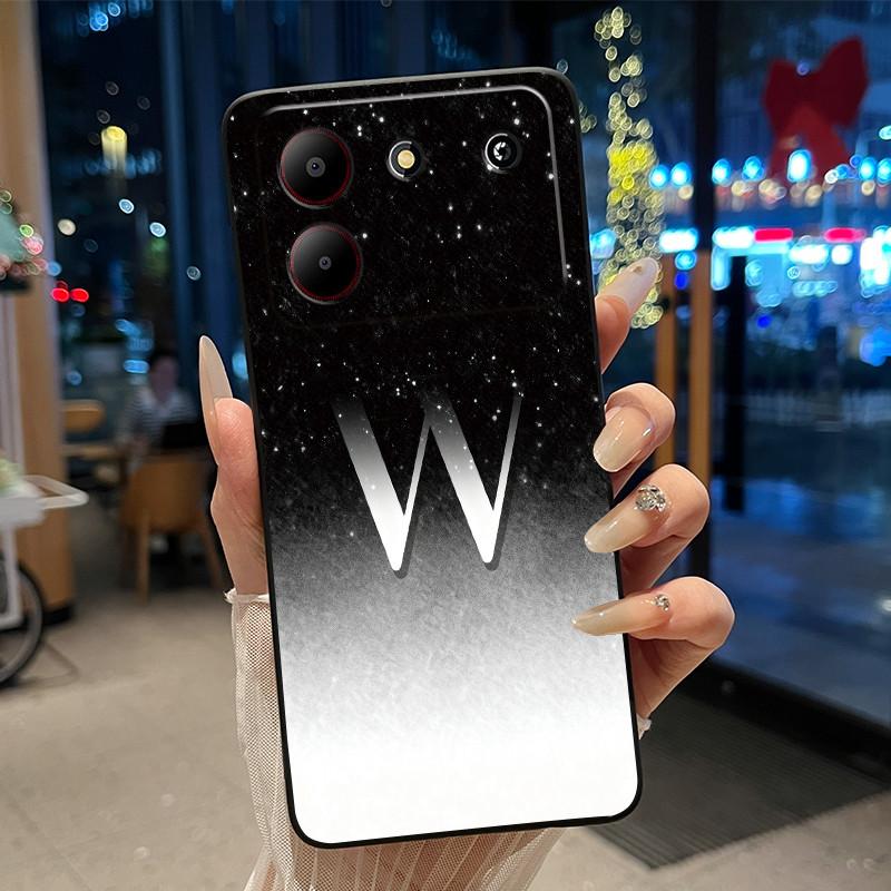 Case For ZTE Blade A54 4G Soft Silicone Black Shell ZTE Blade A54 4G Beautiful Letter Starry Sky Pattern Anti-scratch Cover