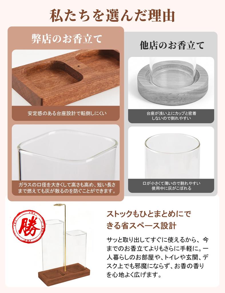 Incense Stand with Hanging Incense Stylish Wooden Incense Burner with Glass Cover to Prevent Ash Spillage Storage, Holder, (Brown)
