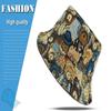 Cartoon Little Bear Fisherman Hat Cotton Hemp Cloth Jacquard Sun Protection Hat Foldable Face Covering Sun Caps Girl