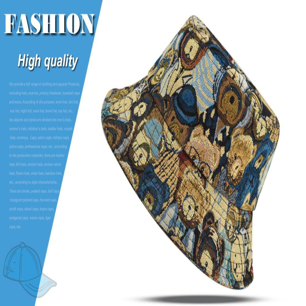 Cartoon Little Bear Fisherman Hat Cotton Hemp Cloth Jacquard Sun Protection Hat Foldable Face Covering Sun Caps Girl