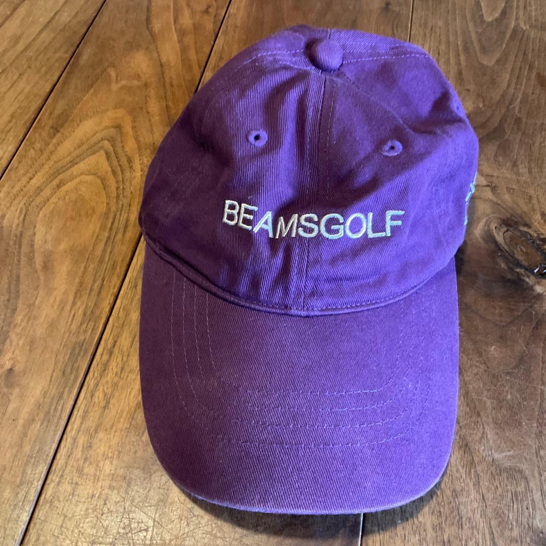 Used BEAMS GOLF Cap Purple Embroidery