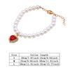 Luxury Pearl Pet Collar Pet Cat Dog Collar Love Pendant Pet Supplies Love Crystal Collars Kitten Collars Cat Necklace