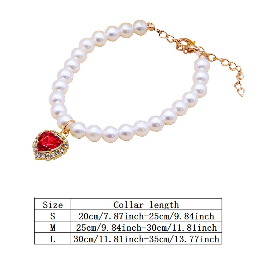Luxury Pearl Pet Collar Pet Cat Dog Collar Love Pendant Pet Supplies Love Crystal Collars Kitten Collars Cat Necklace
