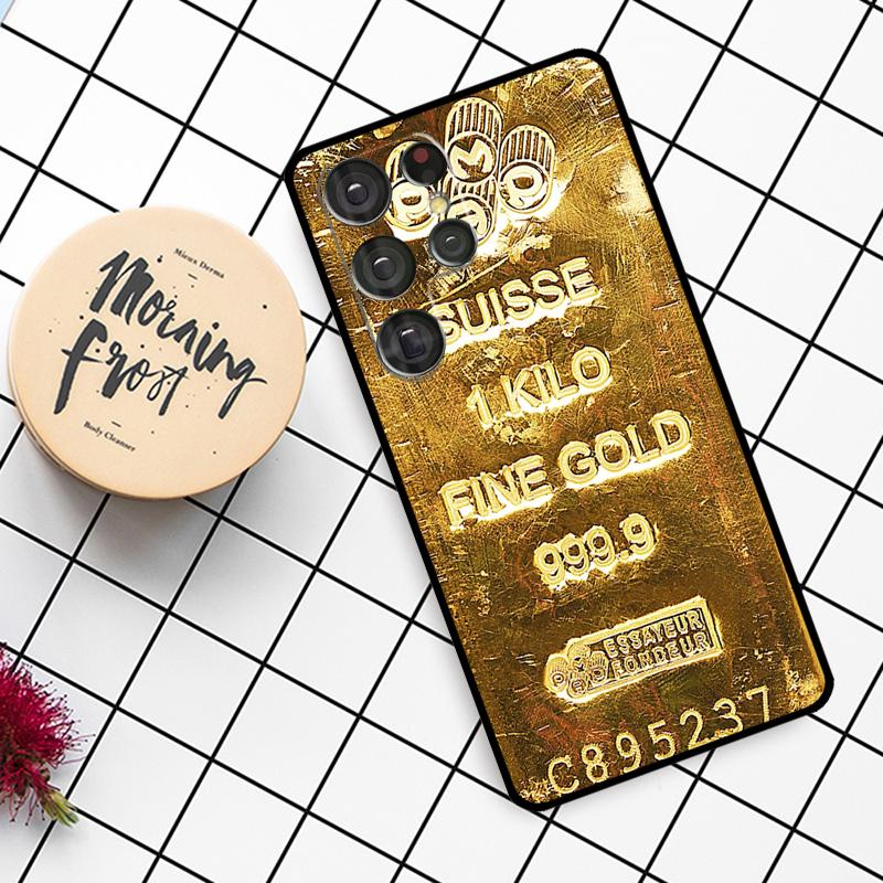 Switzerland Fine Gold Case For Samsung Galaxy S21 S22 S23 S24 S25 Ultra S9 S10 S25 Plus S25 FE S20 FE Phone Cover