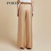 PORTS Women's Fawn Brown Belt-Decorated Straight-Leg Pants