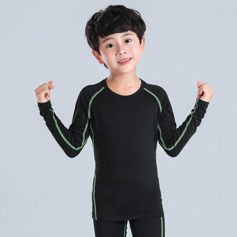 Kids' Summer Sports Compression Set: Quick-Dry Basketball & Football Training Suit, Breathable Fitness Wear for Morning Runs.