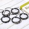 5-Piece Men's Leather Bracelet Set Stylish Studded Design Hip Hop Teens Boys Jewelry Accessories Adjustable PU Leather Hand-woven Bracelet