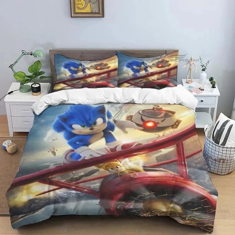3D Cartoon Game Hedgehog Comforter Bedding Set,Duvet Cover Bed Set Quilt Cover Pillowcase,King Queen Size Bedding Set