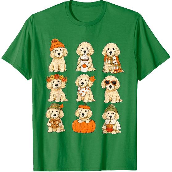 Cute Goldendoodle Fall Dogs Pumpkin Autumn T-Shirt