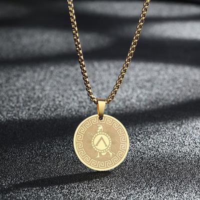 Stainless Steel Greek Hero Achilles Talisman Pendant Necklace Greek Mythology Charm Necklace for Women Man Jewelry