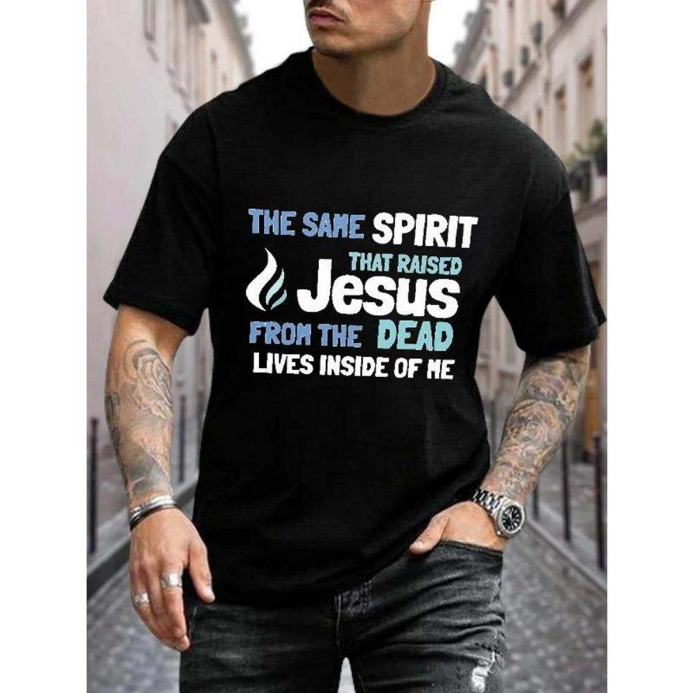 

European Sizes JESUS Men s Casual Grew Neck Short Sleeve T-Shirt for Summer, PLUS SIZE S чёрный