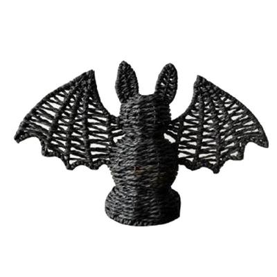 Small Halloween Bat Figure, Black Textured Shelf Accent with Round Base for Coffee Table, Entry Table, and Indoor Party Table Styling