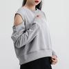 Puma Reflektierendes Logo Off-Shoulder Rundhals-Sweatshirt Damen Tops Hellgrau 599046-09