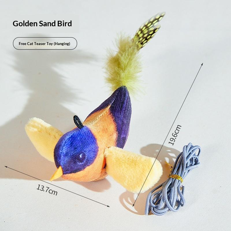 Electric Simulated Bird Cat Toy with Realistic Sound Touch Activated USB Rechargeable Bird Toy with Catnip Bag for Cats