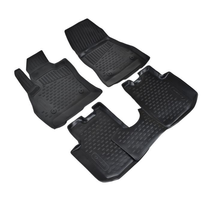 Tapis De Sol En Caoutchouc 3D Exclusive - J&amp;J AUTOMOTIVE - Fiat 500L - Noir - Sur Mesure - Antidérapant