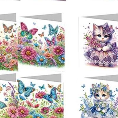 6pcs Diamond Art Cards DIY Diamond Painting Gift Card Diamond Painting Christmas Cards Arts Crafts for Birthday Thanksgiving Day