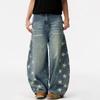Unisex American Retro Star Print Wide Leg Jeans