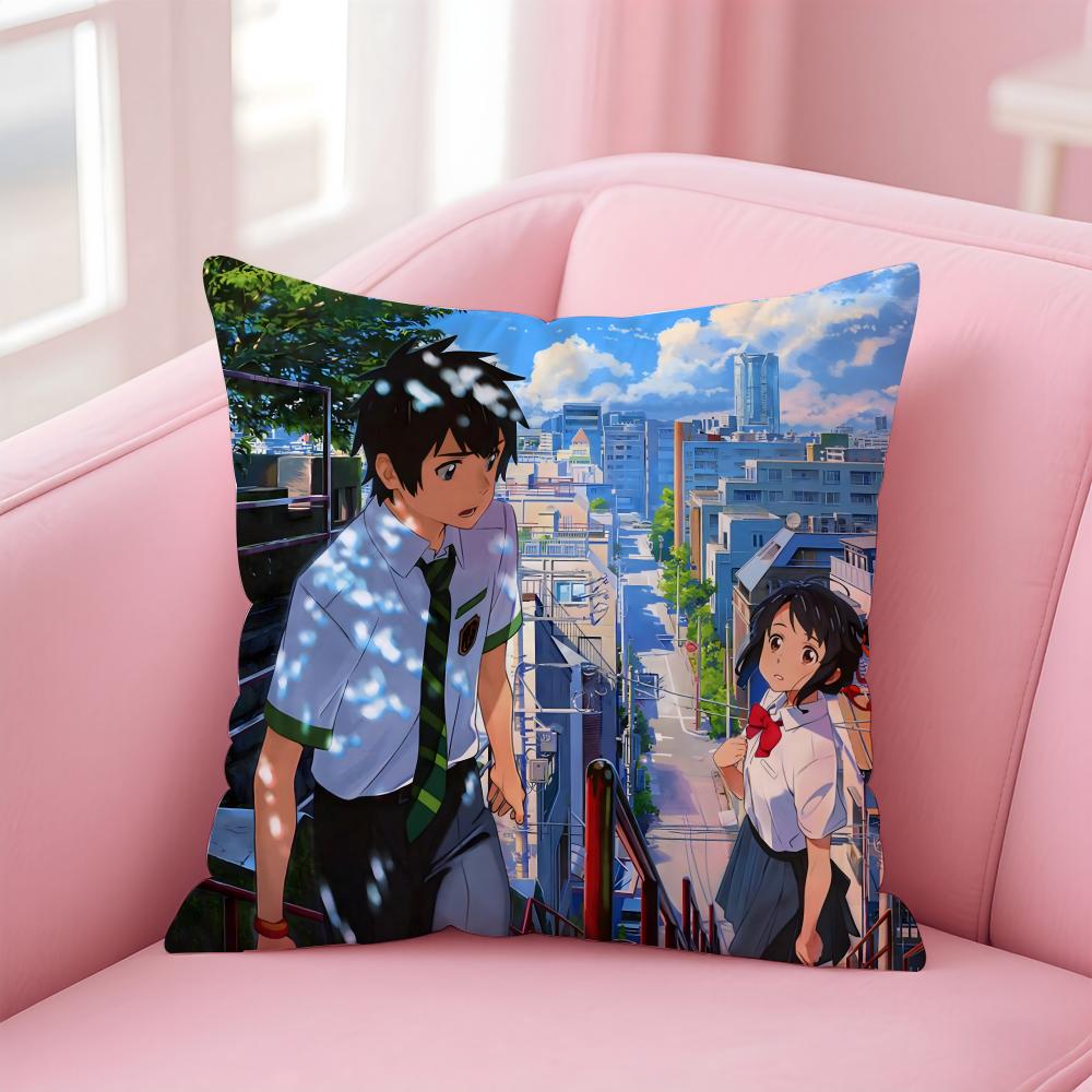 Romantic Anime Japanese Movie YYour Name Cushion Cover Pillow Case Soft Skin Friendly Fabric  Concealed Zipper