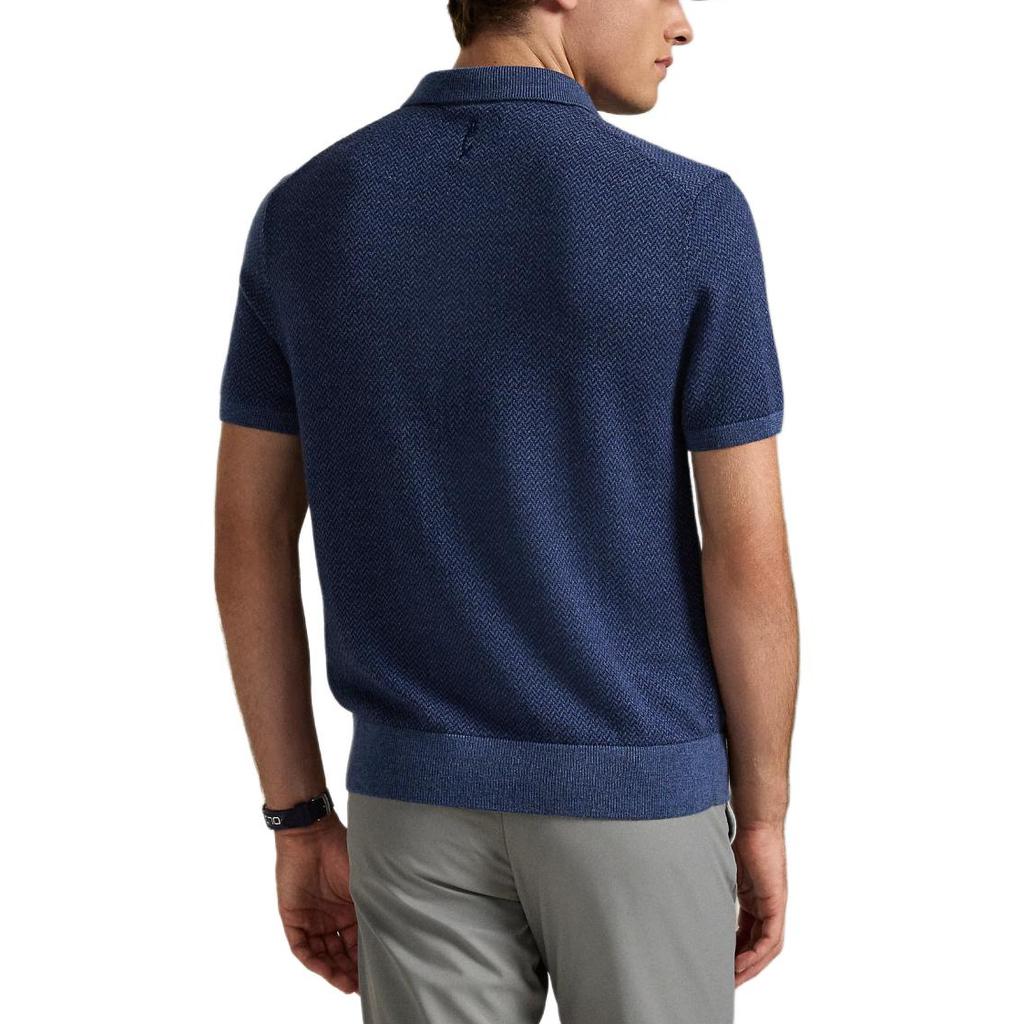 Polo Ralph Lauren FW24 Logo Embroidered Ribbed Short Sleeve Knit Top Men Tops Deep-Blue MNPGSWE1CM20023-400