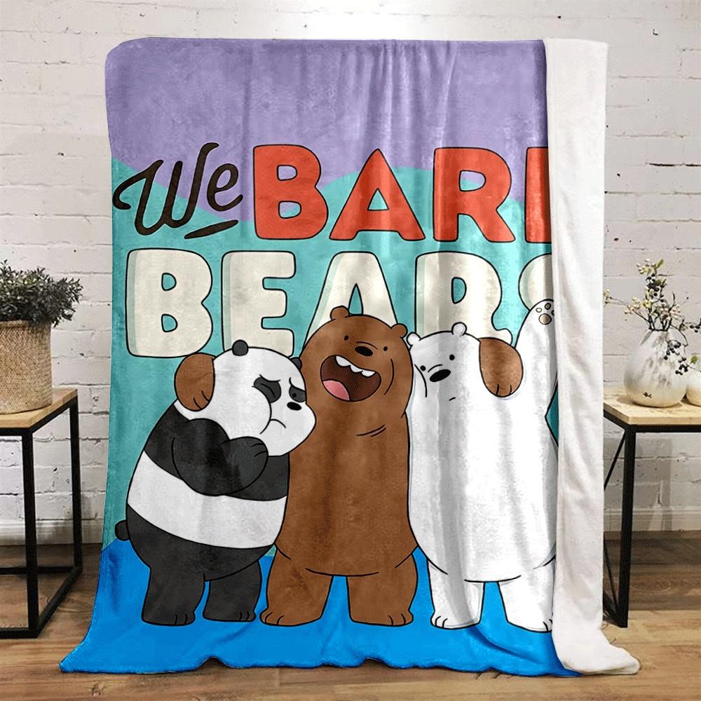 Three Cartoon Bears with Distinct Colors Stand Under Bold Title Text. for All Seasons Blanket Lunch Break Throw Gift