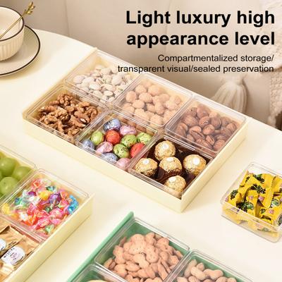 Large Capacity Snack Box with 3/4/6 Removable Compartment Countertop Multipurpose Dried Fruit Nut Candy Serving Dish Organizer