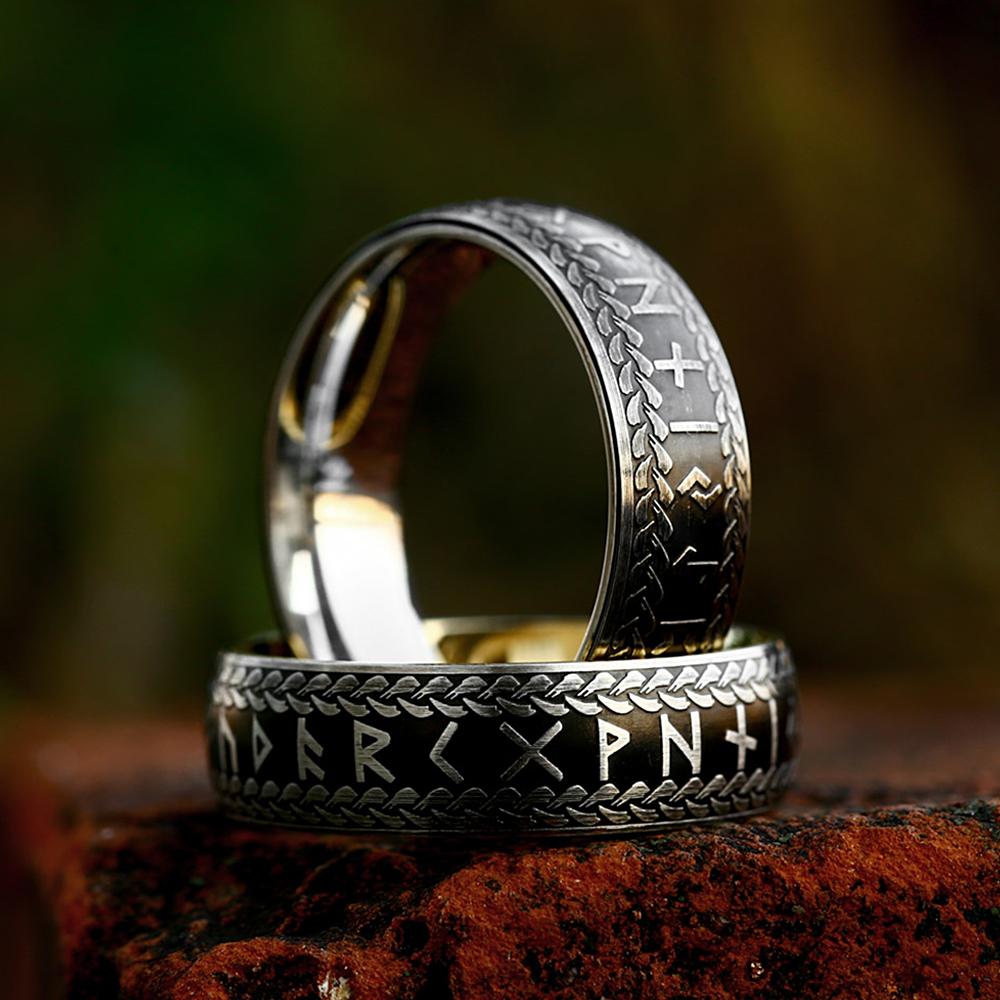 New Vintage Nordic Viking Rune Ring For Men Women Stainless Steel Couple Amulet Fashion Jewelry Gift