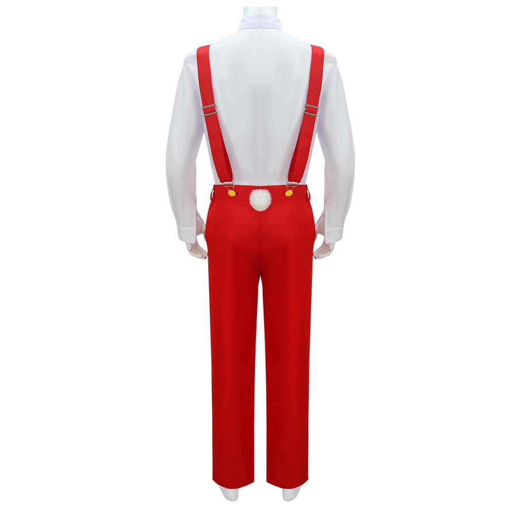 Costume Cosplay di Chi ha incastrato Roger Rabbit per Uomo Camicia Bianca Pantaloni con Bretelle Rosse Abiti con Guanti Copricapo Vestito per Festa di Halloween