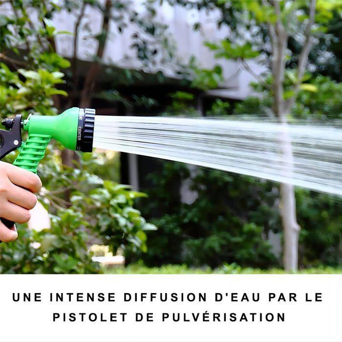 Tuyau d'arrosage extensible 15 m (50 ft) - 7 modes, anti-fuite, textile haute densité, vert