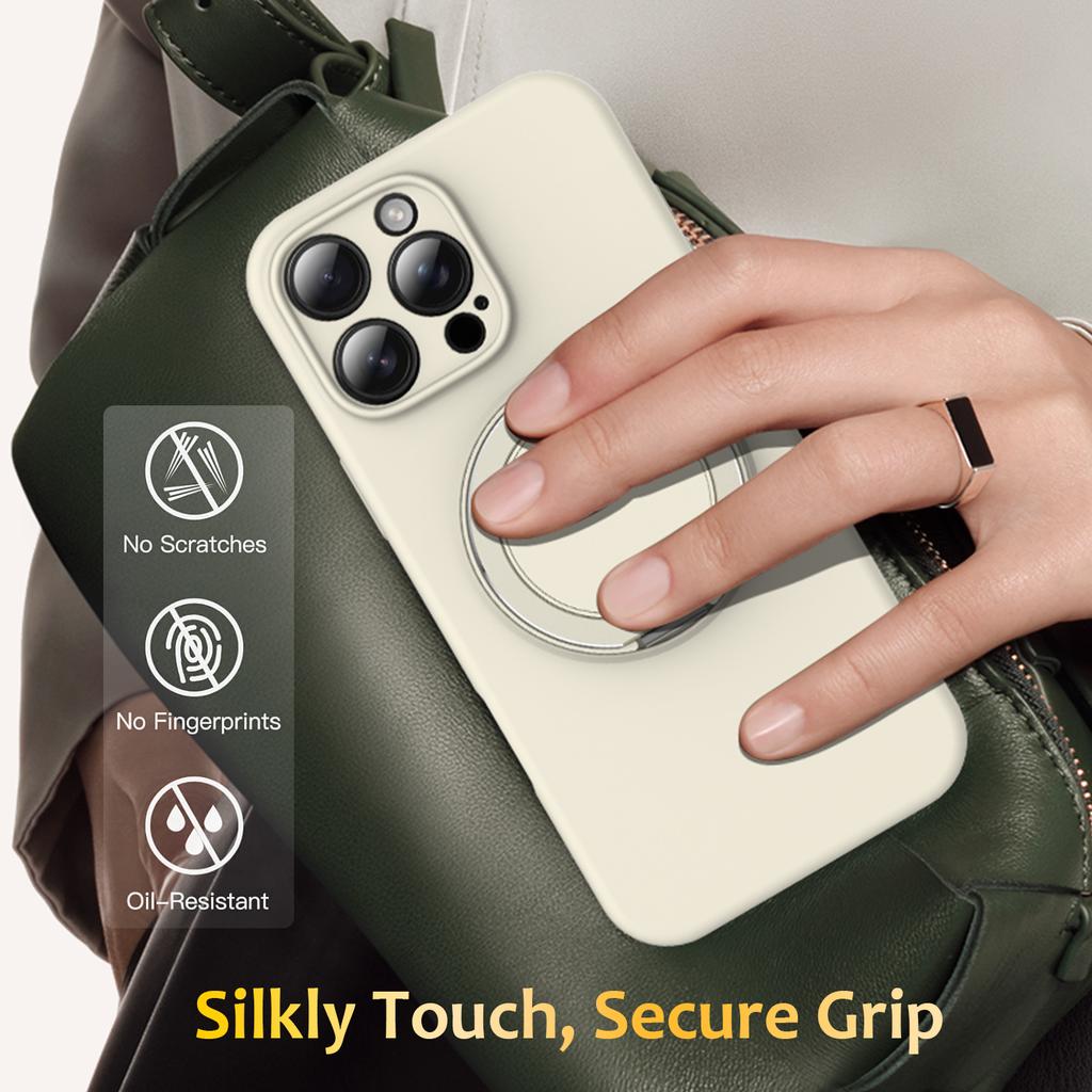 For iPhone 14 Pro Max Case Compatible with MagSafe Rotating Metal Kickstand PC+Silicone Phone Cover