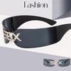Y2K Punk Rimless One-Piece Mask Sunglasses Women Men 2025 Luxury Brand Small Frame Steampunk Wrap Around Shield Eyewear Shades