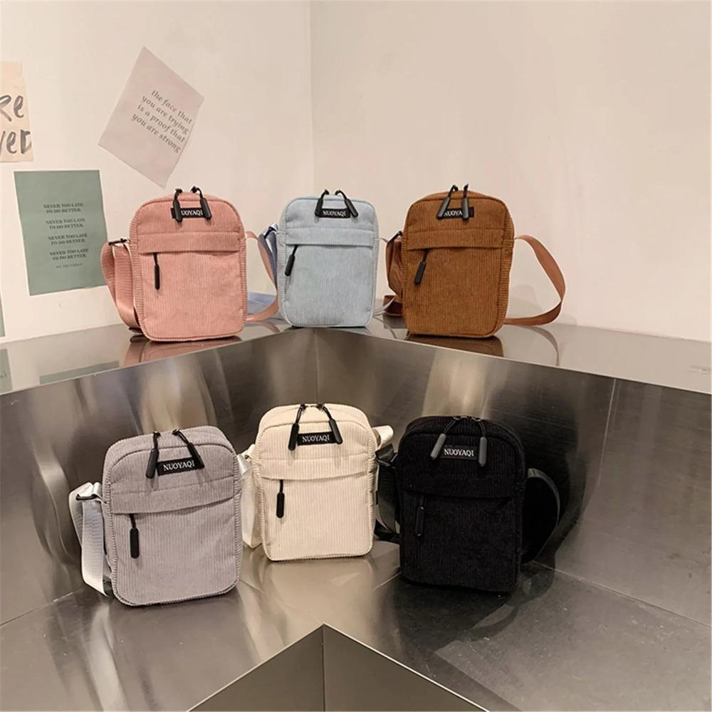 Corduroy Women's Crossbody Bag Casual Sports Student Mobile Phone Small Shoulder Bag Solid Color Female Handbag Fashion New