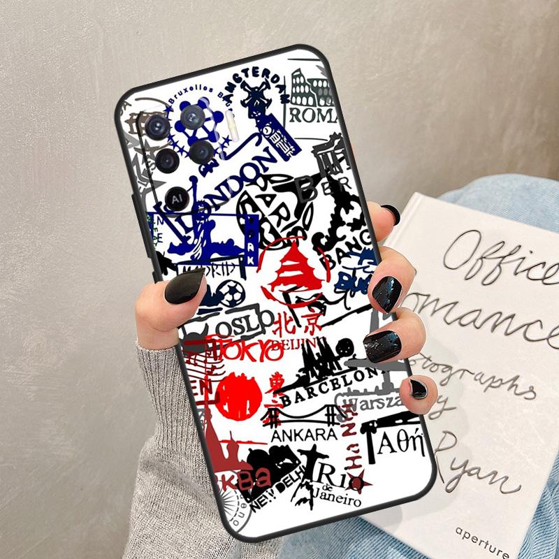 Passport Travel Stamps Case For Oppo A5 Pro A15 A17 A57 A77 A94 A74 A54 A16 A76 A96 A40 A60 A80 A18 A38 A58 A78 A98